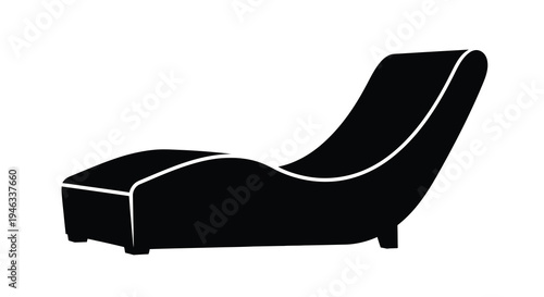 Modern chaise lounge furniture isolated on a white background silhouette