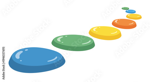 Stepping stones image, vector illustration, flat design, concept of progress, path, success, growth.