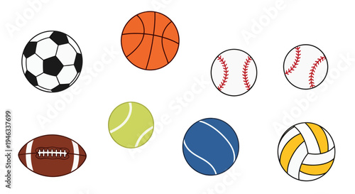 Sports balls image, vector illustration, graphic design, for recreational and game concepts