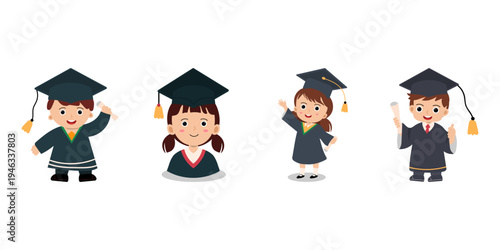 Illustration of Cute Student Graduate
