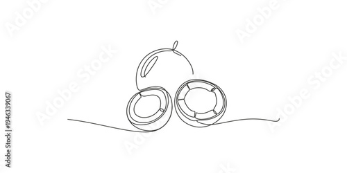 Continuous line drawing of a pair of headphones on a white background