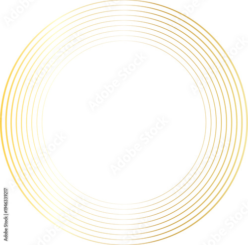 Fotografia Concentric Golden Rings on Black Background