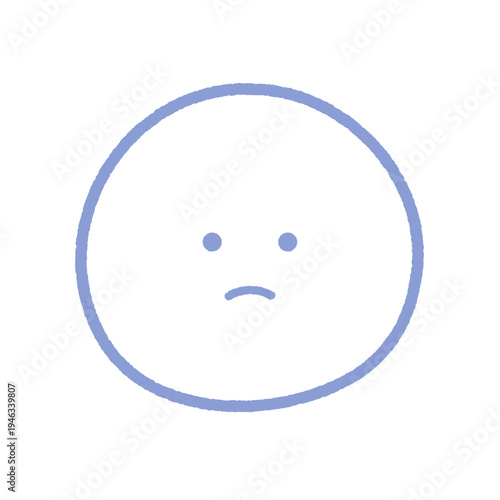 ムッとした表情のシンプルでかわいい顔の絵文字 - 不満･NGやNO･低評価の手描きの感情アイコン素材