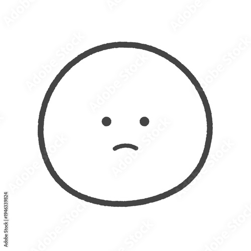 ムッとした表情のシンプルでかわいい顔の絵文字 - 不満･NGやNO･低評価の手描きの感情アイコン素材