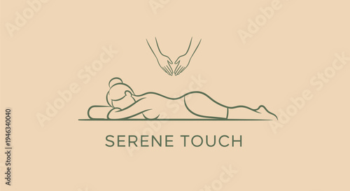 Minimalist Line Art Logo for Serene Touch Spa with Woman Receiving Massage.