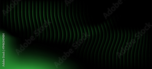 Dark green neon gradient ribbed glass. Vector ribbed glass texture background. Mesh gradient. acrylic ribbed bath surface. Reeded glass background semitransparent overlay. Bath wall window