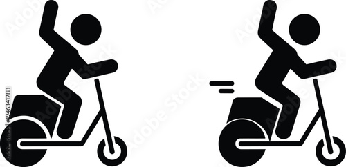 Electric scooter rider icon e scooter transportation urban mobility delivery service silhouette vector illustration isolated