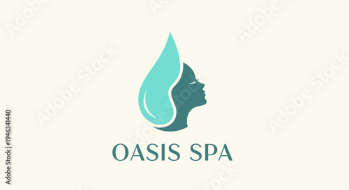 Oasis Spa logo with a womans profile and a water drop design.