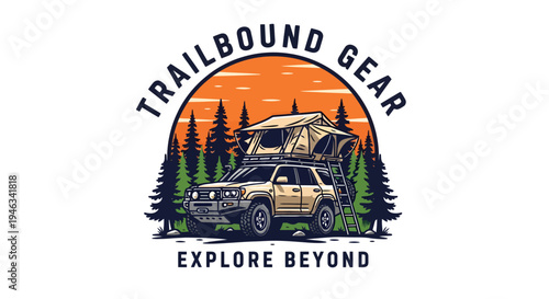 Off-road vehicle with rooftop tent in a forest setting, perfect for adventure and outdoor enthusiasts.