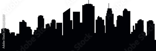 Modern city skyline silhouette with skyscrapers isolated on light background, urban downtown architecture horizon concept for business, travel and metropolitan design