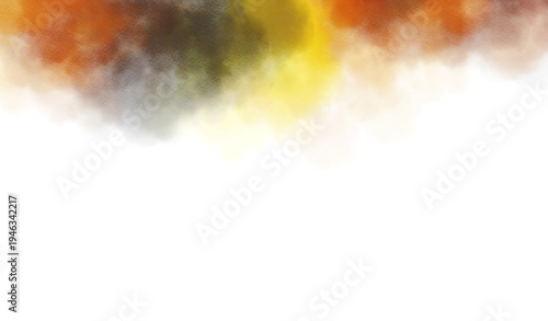 Abstract colorful clouds fluffy effect overlay png. Realistic smoke and smog vapour steam effect, grunge texture. Watercolor paint stains texture or brush strokes effect.