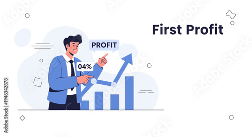Businessman pointing at rising profit graph and chart, business growth concept