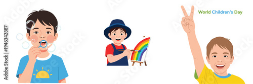 Boy jumping in puddles wearing yellow raincoat