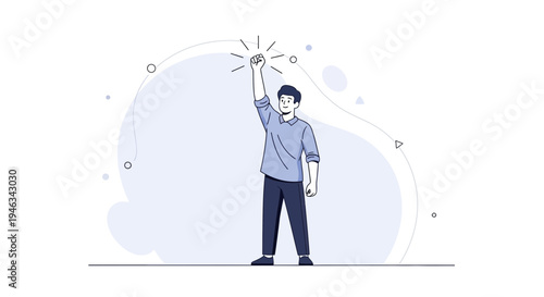 Man raising fist in victory, symbolizing success, achievement, and motivation