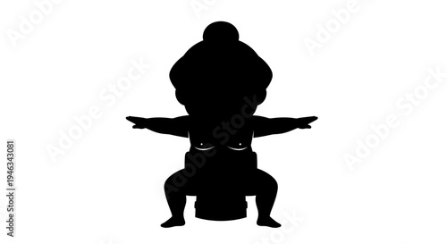 Sumo Wrestler Silhouette Image, Vector Illustration, Sport, Fitness, Design