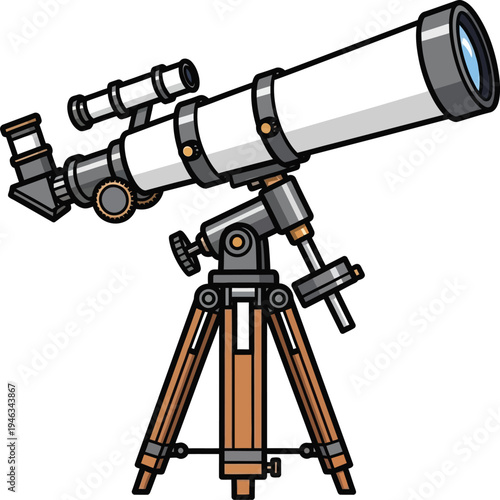 Illustration of Telescope on tripod astronomy stargazing tool