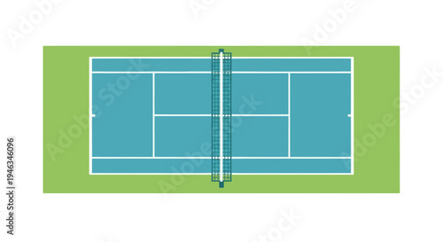 Tennis Court Vector Illustration, Flat Design, Sport Field, Tournament, Competition, Recreation