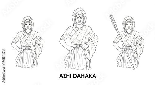 Azhi Dahaka Poses Ancient Iranian Mythological Figure