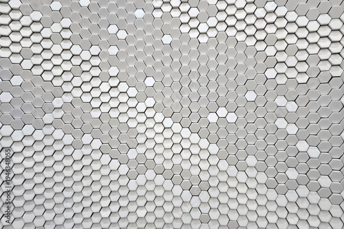 A full-frame background of a modern architectural wall featuring a repeating hexagonal honeycomb pattern.