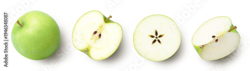 Schilderij op canvas Green apple on white