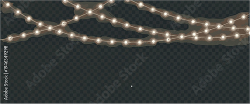 String Of Warm Glowing Christmas Lights On Transparent Background string lights garland