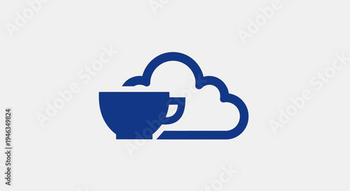 Cloud and coffee cup icon symbol.