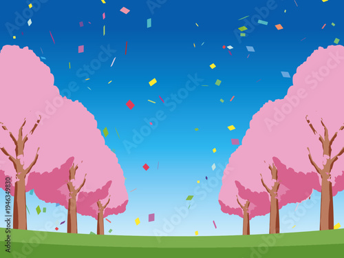 木, 風景, 自然, 空, 草, ベクター, イラスト, 雲, サマータイム, とぶ, 公園, 森, 