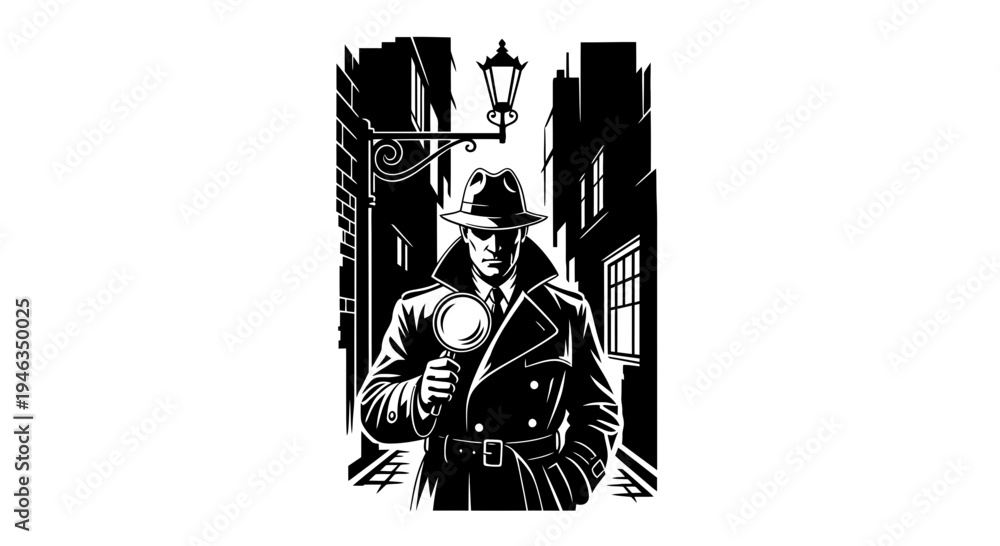Fototapeta premium Man in coat holding flashlight outside.