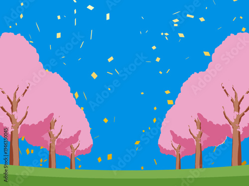 木, 風景, 自然, 空, 草, ベクター, イラスト, 雲, サマータイム, とぶ, 公園, 森, 