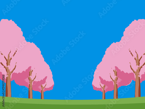 木, 風景, 自然, 空, 草, ベクター, イラスト, 雲, サマータイム, とぶ, 公園, 森, 