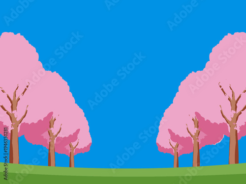 木, 風景, 自然, 空, 草, ベクター, イラスト, 雲, サマータイム, とぶ, 公園, 森, 