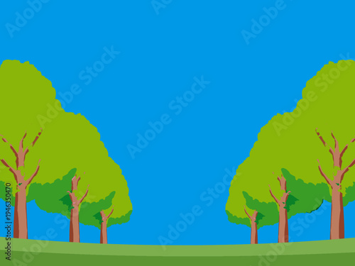 木, 風景, 自然, 空, 草, ベクター, イラスト, 雲, サマータイム, とぶ, 公園, 森, 