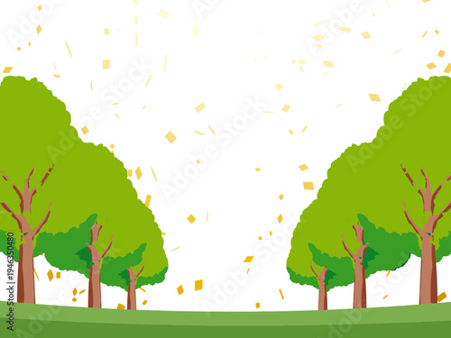 木, 風景, 自然, 空, 草, ベクター, イラスト, 雲, サマータイム, とぶ, 公園, 森, 