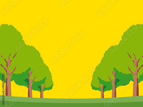 木, 風景, 自然, 空, 草, ベクター, イラスト, 雲, サマータイム, とぶ, 公園, 森, 