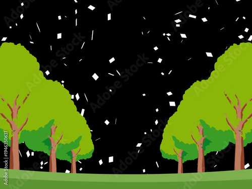 木, 風景, 自然, 空, 草, ベクター, イラスト, 雲, サマータイム, とぶ, 公園, 森, 