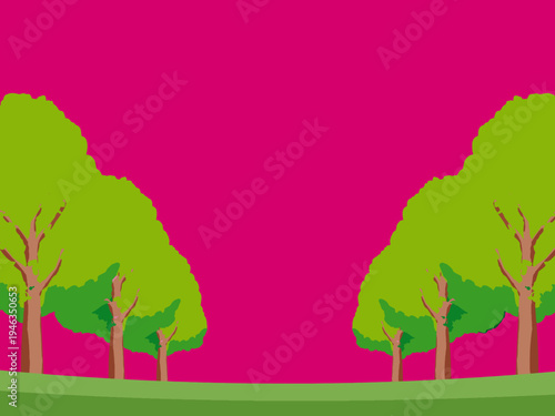 木, 風景, 自然, 空, 草, ベクター, イラスト, 雲, サマータイム, とぶ, 公園, 森, 