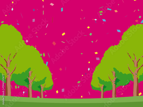 木, 風景, 自然, 空, 草, ベクター, イラスト, 雲, サマータイム, とぶ, 公園, 森, 