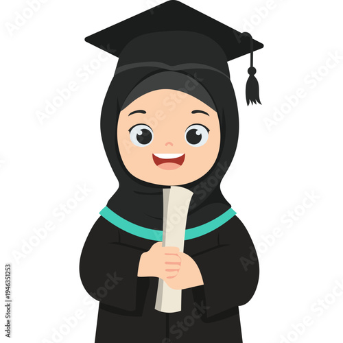 Illustration of Cute Girl Student Graduate