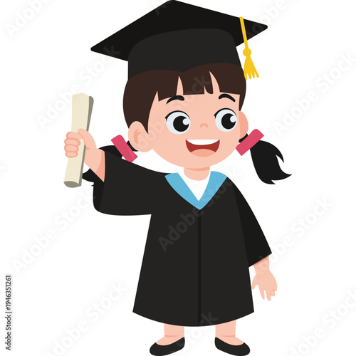 Illustration of Cute Girl Student Graduate