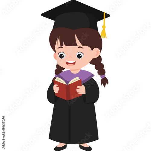 Illustration of Cute Girl Student Graduate