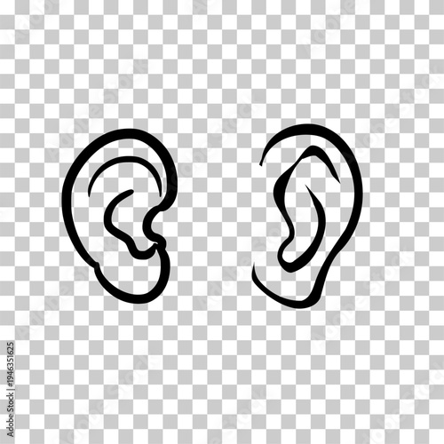 Human ear icons representing hearing, listening and sound concepts.