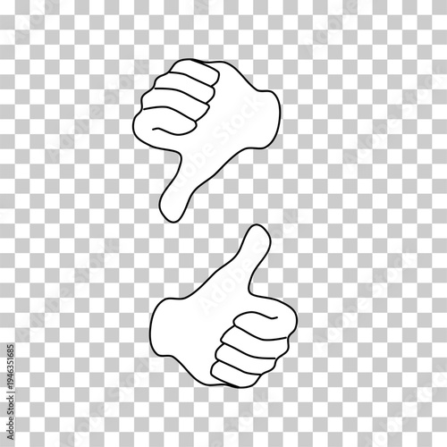 Thumb Up and Thumb Down Feedback Icons,Like and dislike hand icons for rating, reviews and social feedback.