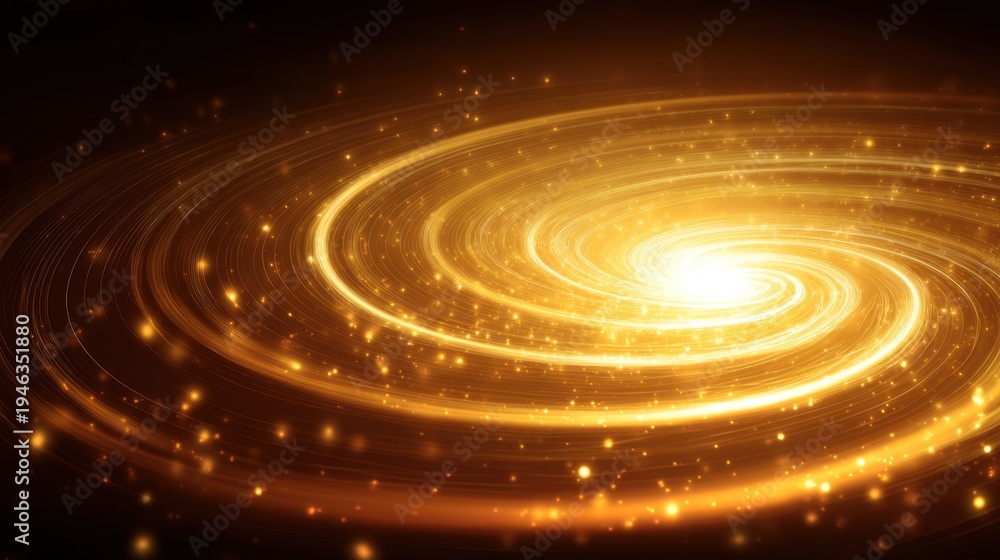 Obraz premium Stunning Golden Swirl of Light and Stars in a Cosmic Swirl Design for Space and Science Themes
