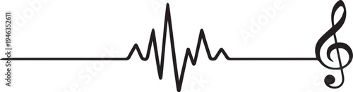 Musical note combined with an electrocardiogram waveform graphic design Vector