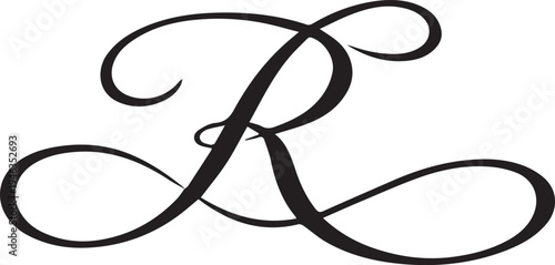 Elegant cursive script letter r with decorative flourishes and loops Vector
