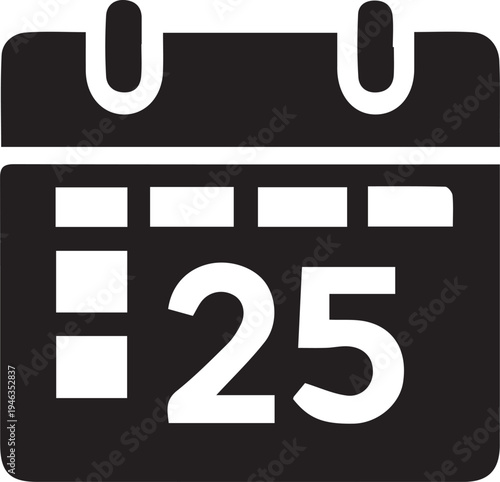 Calendar page showing the date as the 25th of an unspecified month. Vector