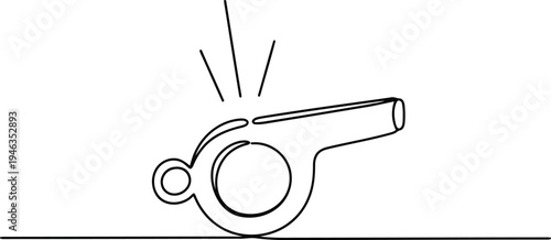 A black and white drawing of a whistle