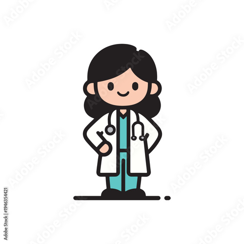 Female Doctor Standing Confidently In Medical Uniform
