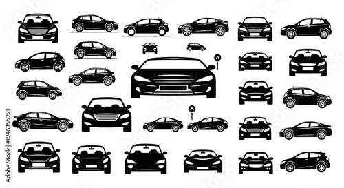 Diverse Car Silhouettes Collection: City Vehicles and Automobiles
