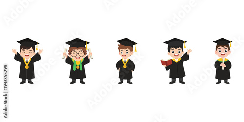 Illustration of Cute Student Graduate
